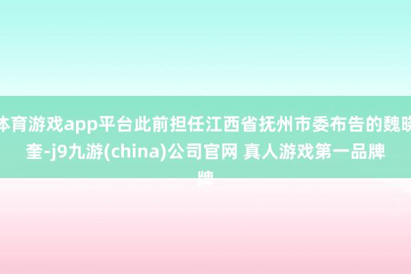 体育游戏app平台此前担任江西省抚州市委布告的魏晓奎-j9九游(china)公司官网 真人游戏第一品牌